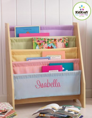 Personalized Sling Bookshelf with Custom Embroidery Font, Pastel