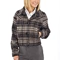 Mossimo&reg; Black Womens's Elastic Bottom Cropped Jacket - Neutral Plaid