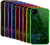9 x Premium Flexible TPU Skins / Cases / Covers for Apple iPhone 4 / 4G / 4S / 4GS / AT&T & Verizon - Black Clear Purple Blue Hot Pink Red Orange Yellow Green - Amzer Circle Pattern - The Friendly Swede Microfiber Cleaning Cloth Included
