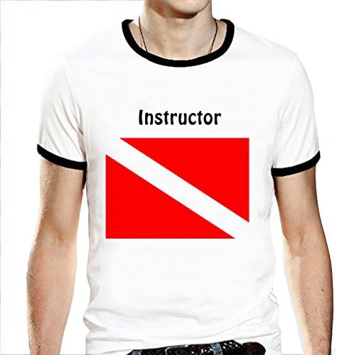 Refiring Men's Ringer Tshirt Scuba Instructor Diver TShirt X-Large White