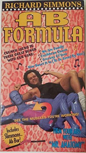Bundle-4 Items:Richard Simmons Ab Bar + 3 VHS Richard Simmons Video Exercise Tapes, Ab Formula,Love 2 Stretch & No Ifs, Ands or Butts!