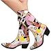 Rain16 Cowboy Rain Boots WHITE MULTI
