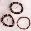 Wood and Coconut Shell Bead Stretch Bracelets