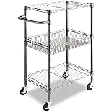Alera 3-Tier Wire Rolling Cart, 16 by 26 by 39-Inch, Black Anthracite