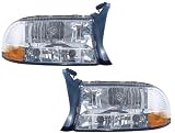 1997-2004 Dodge Dakota Headlight Assembly (Diamond Chrome, with Signal Light) (1998 1999 2000 2001 2002 2003 97 98 99 00 01 02 03 04) - One Pair(Both Driver and Passenger Sides) - DOT Certified Headlight