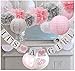 luckylibra Baby Girl Baby Shower Decorations, It is a Girl Banners and Paper Lantern Paper Flower Pom Poms ï¼ˆPink White Greyï¼‰