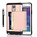 Galaxy Note 4 Case, CaseTop [Easy 2 Card Access] Sliding Back Door Card Holder Wallet Case - Hybrid TPU PC Cover - for Samsung Galaxy Note 4, Rose Gold