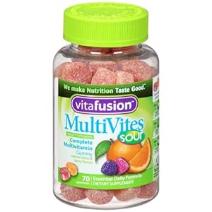 Vitafusion MultiVites Sours Gummy Vitamins, 70 Count (Pack of 2)