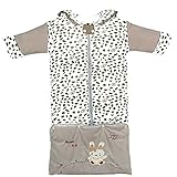 DEHANG ベビー おくるみ かわいい 赤ちゃん用 ぐっすり 包み込む あったか スリープバッグ 布団 袖と帽子 取り外し可能 シルバー