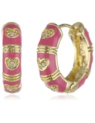 Little Miss Twin Stars Girls Enamel Cubic-Zirconia Hearts Huggy Earrings