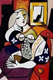 Art Reproduction Oil Painting - Picasso Paintings: Woman with Book - Large 24 X 36 - Hand Painted Canvas Art