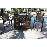 Chub Cay Patio 3 Piece Bar and Stackable Barstool Set