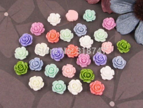 224pcs/lot 10MM Rose Flat Base Resin Flower Jewelry DIY Finding Accessory