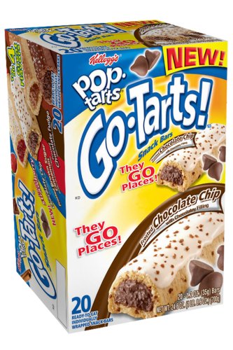 Kellogg's Pop-Tarts Go-Tarts! Snack Bars, Frosted Chocolate Chip, 10-Count Boxes (Pack of 12)