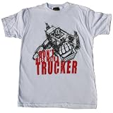 White TRANSFORMERS OPTIMUS DON'T MESS WITH A TRUCKER Tee at Blue Devil Clothing