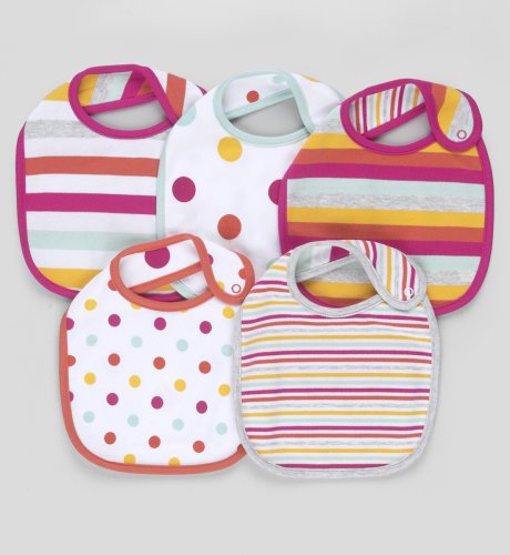 Mini Limited 5 Pack of Spot & Stripe Design Newborn Bibs