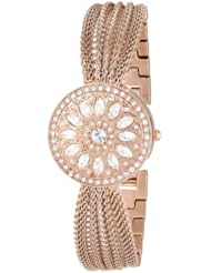 Armitron Womens 75/5106MPRG Swarovski Crystal Accented Rose Gold-Tone Covered Dial Mesh Bracelet Watch