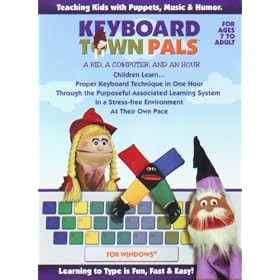 Keyboard Town PALS "Learn to Type." Choose ENGLISH, choose SPANISH or choose FRENCH version. Charming puppets teaching kids keyboarding using music and humor. (Win/Mac compatible)