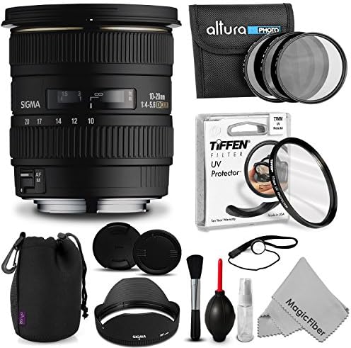 Sigma 10-20mm f/4-5.6 EX DC HSM Lens + 77MM Essential Accessory Kit for Nikon DSLR D7100 D7000 D5300 D5200 D5100 D5000 D3300 D3200 D3000 Cameras