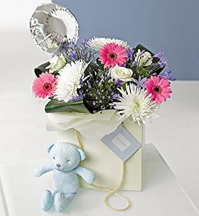 'It's a Boy!' Gift Bag with Balloon & Bear - Extra Roses Free