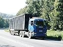 PMPDVD1697 Gloucestershire. UK. Trucks. September 2008. Birdlip hill just off the M5 motorway offers a chance to see lorries thundering up the incline in sunshine.