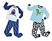 Boys Shark and Dinosaur 4-Piece Pajamas Set Children Cotton Sleepwear Pant Suit