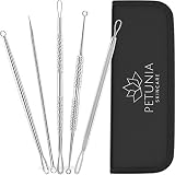 Professional Blackhead & Acne Remover Kit to Treat Every Facial Impurities & Blemishes - Case + Giftbox & e-Book Guide Included - 5 Comedones Extractor Tools for Blemish, Pimple & Whitehead Removal