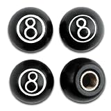 Custom Accessories 16115 Tire Valve Caps 8 Ball Design Black