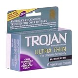 Trojan Premium Latex Condoms, Ultra Thin, Premium Lubricant 12 condoms