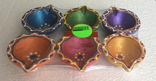 Designer Diwali Diyas - Set of 6 Beautifully Decorated Fancy Diyas