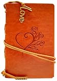 Classic Leather Writing Journal (Floral Heart Embossing) - Vintage Cover & Classic Refillable Design