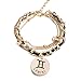 Jewelry Womens Link Bracelet, Constellation Zodiac Sign Logo Charms, Adjustable Size Bangle