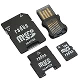 Radius microSD1GB SD,miniSDアダプター付き microSD用 Single Cardreader (ブラック)付き RF-MCSD1GBCR