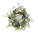 Melrose International Hydrangea Artichoke and Wild Rose Polyester Plastic and Twig Wreath