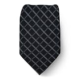 CK-355 - Brand Name Designer Calvin Klein Silk Tie - Black - Silver