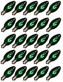 Review Action Lighting  / Green C9 Intermediate Screw (E17) Base Transparent Christmas Holiday Light Bulb Replacement 25 Pack