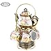 20 Piece European Ceramic Tea Set Porcelain Tea SetWith Metal Holder,flower tea set Red Rose Painting