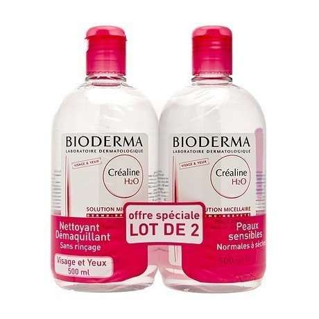 Bioderma H2O Micelle Solution 2 x 500ml (French packaging: Créaline, English packaging: Sensibio)