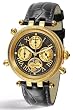 Perigaum Lady Gold And Black Millennium Watch w/ Diamonds