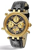 Perigaum Lady Gold And Black Millennium Watch w/ Diamonds
