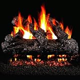 Peterson Real Fyre 18-inch Rustic Oak Log Set With Vented Natural Gas Ansi Certified G46 Burner - Variable Flame Remote