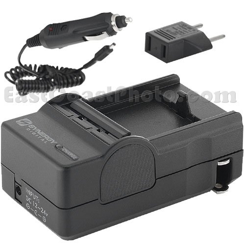Mini Battery Charger Kit for Canon NB-4L, NB-5L Battery – replaces Canon CB-2LV – CB-2LX with fold-in wall plug, car & EU adapters