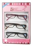 Icon Eyewear National Breast Cancer Foundation Ladies Fashion Square with Rhinestones, 1.50 (Pack of 3)