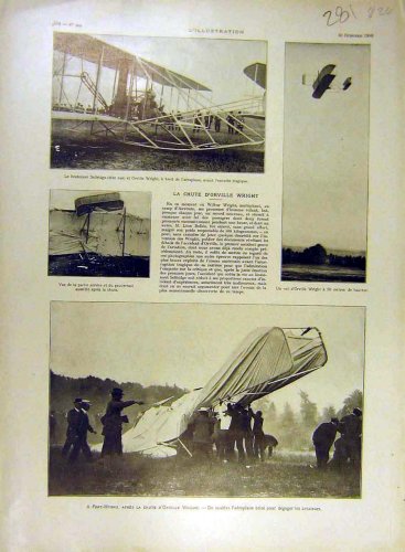 1908 ORVILLE-WRIGHT AEROPLANE SELFRIDGE FORT-MYERS