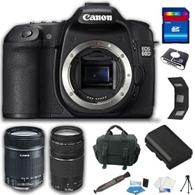 Canon EOS 60D 18 MP CMOS Digital SLR Camera with 3.0-Inch LCD and EF-S 18-135mm f/3.5-5.6 IS Lens + EF 75-300mm f/4.0-5.6 III Autofocus Lens + 16GB Professional Kit