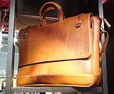 Handmade Full Grain Genuine Leather Laptop Messenger Office Bag- Brown Color with Black Shading