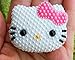 LOVEKITTY --- 1 pc Large Hot Pink Bow 100% Handcrafted Pearled out Kitty Face Resin Cabochon -- by lovekitty