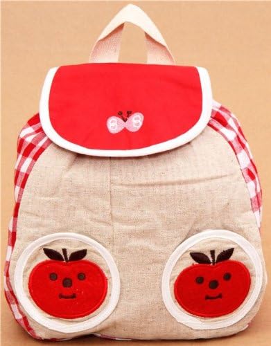 red Decole Vichy square apple childrens backpack
