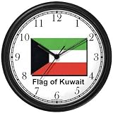 Flag of Kuwait - Kuwaiti Theme Wall Clock by WatchBuddy Timepieces (Black Frame)