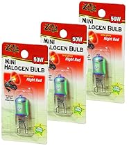 Zilla Mini Halogen Lamp Reptile Bulb, 50-watt, Night Red (3 Pack)
